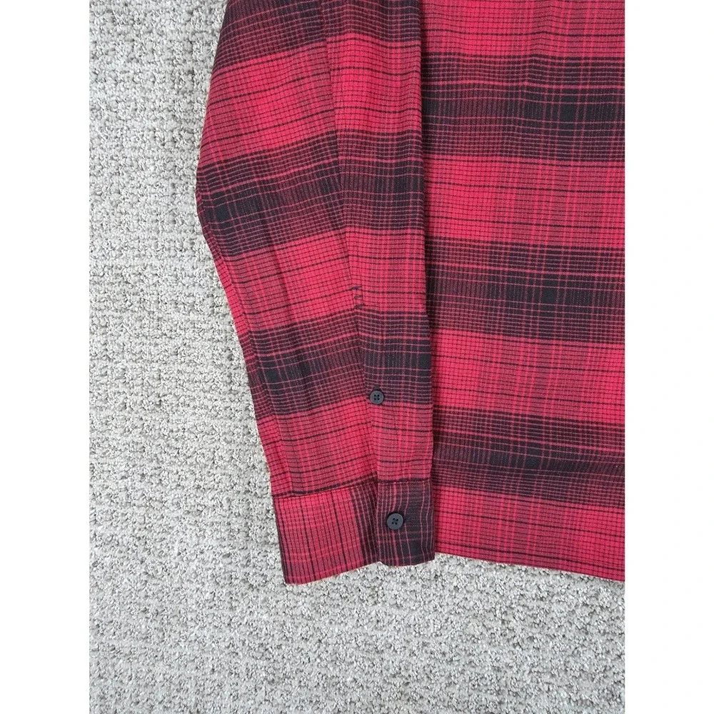 Lululemon Masons Peak Performance Flannel Mens Red Plaid Long Sleeve Shirt Sz XL